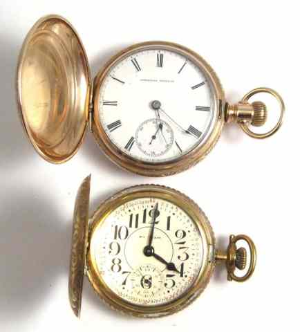 Appraisal: TWO WALTHAM HUNTER CASE POCKET WATCHES model grade size jewels