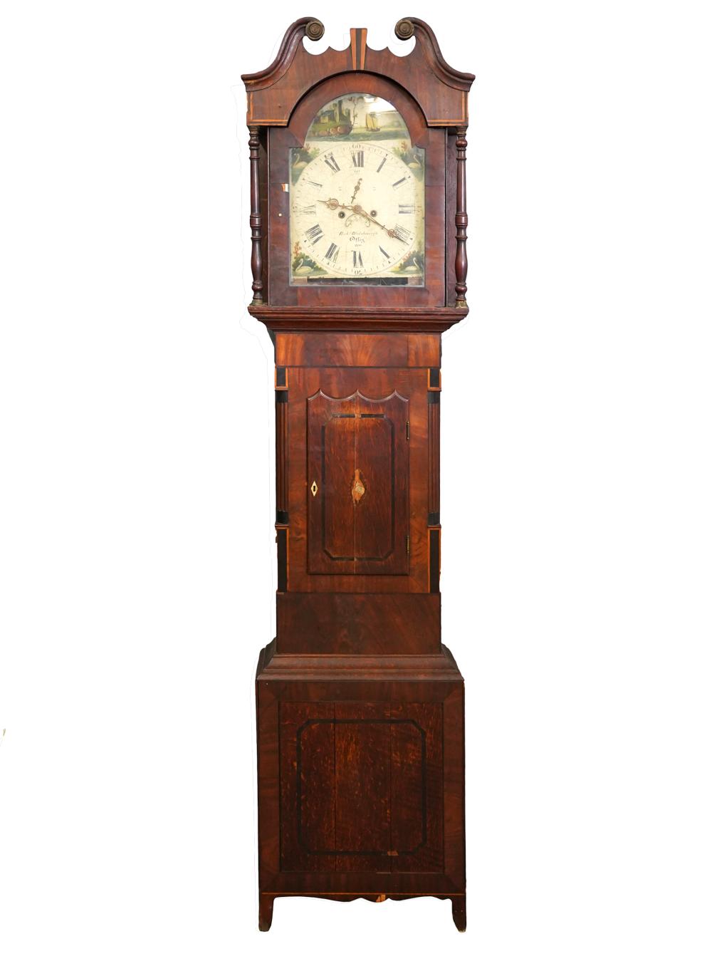 Appraisal: ENGLISH MAHOGANY TALL CASE CLOCKthe dial signed 'Richard Blakeborough Otley'