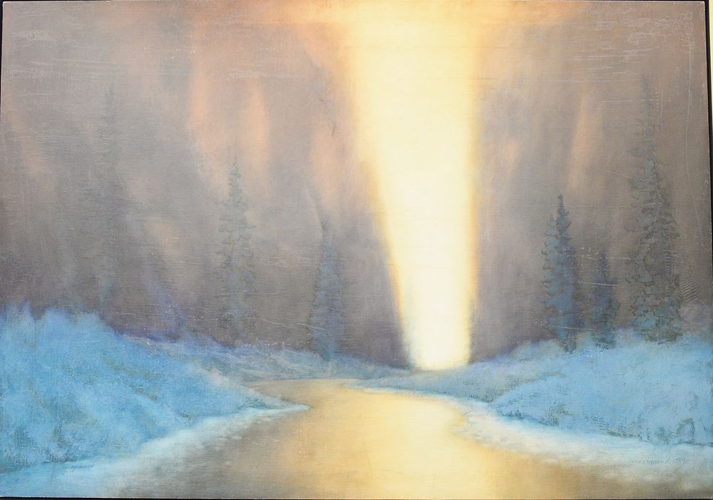 Appraisal: Ron Richmond b An Agreement depicts a hazy sunlit stream