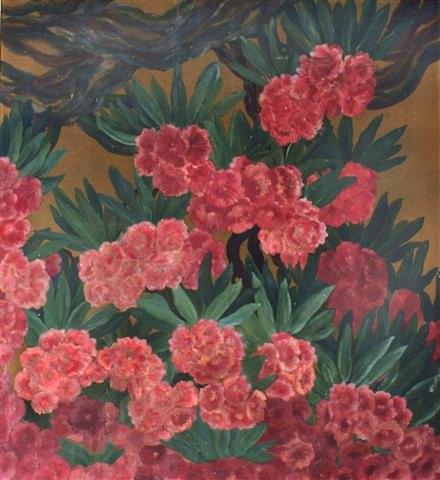 Appraisal: E S B Rhododendrons oil on canvas signed with initials