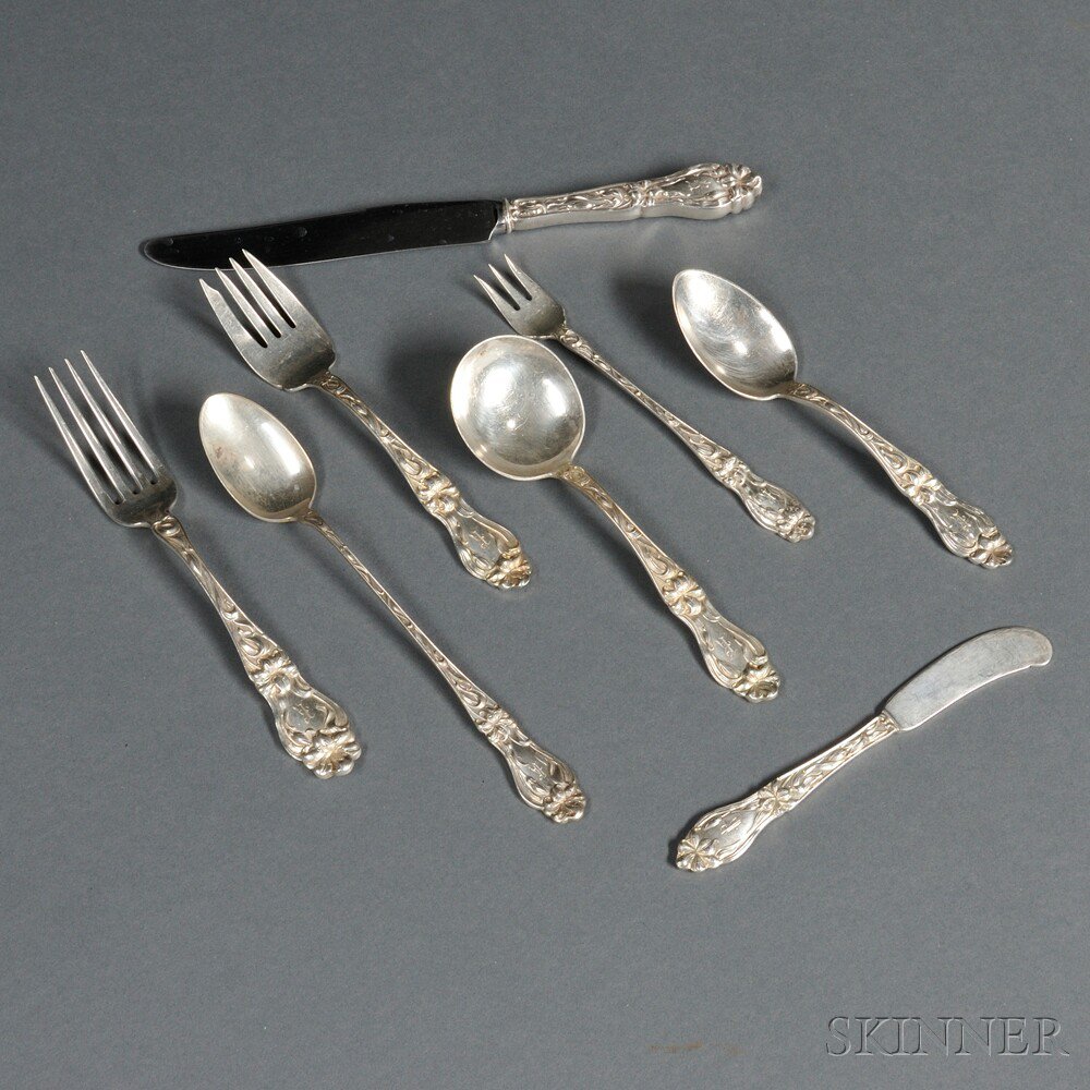 Appraisal: Frank M Whiting Lily Floral Pattern Sterling Silver Flatware Service