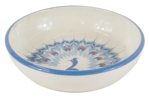 Appraisal: A Humphrey Wakefield Isle of Scilly pin dish with peacock