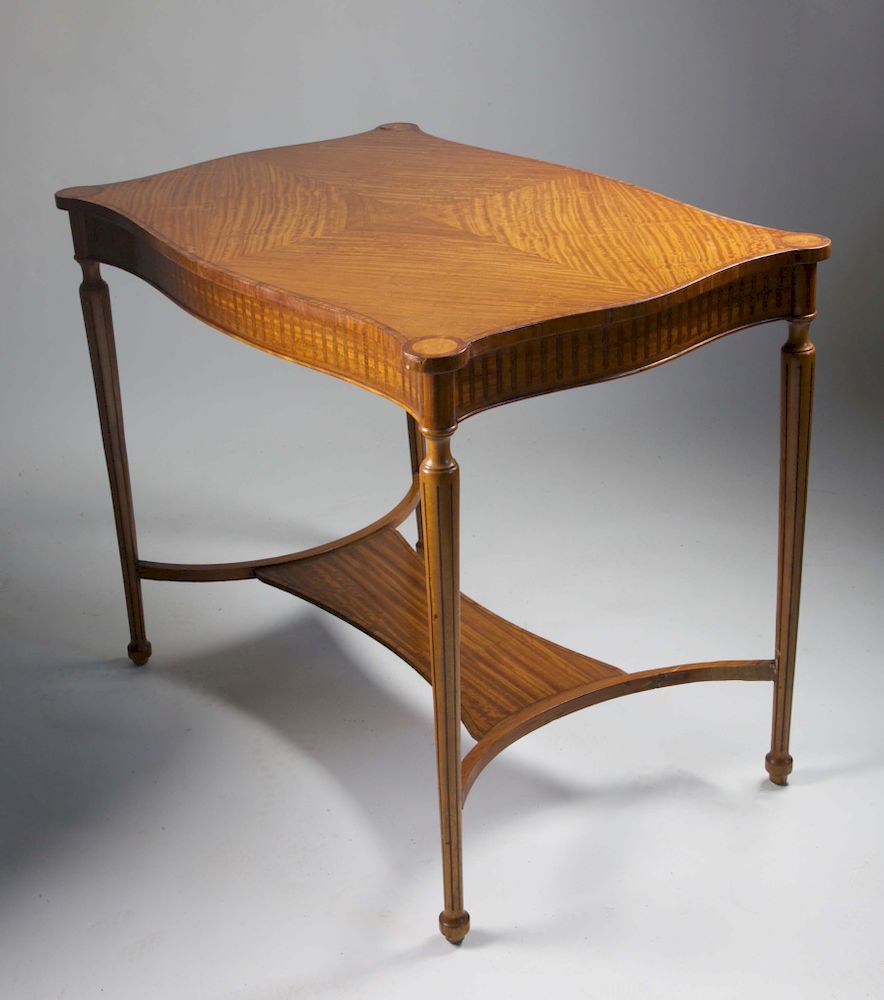 Appraisal: Edwardian Satinwood Rosewood and Ebony Line Inlaid Tea Table Edwardian