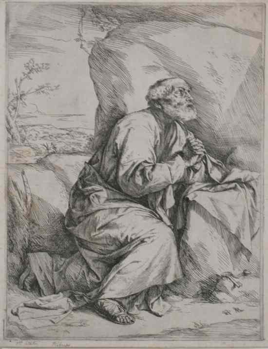 Appraisal: JUSEPE DE RIBERA Spanish - PENITENCE OF ST PETER etching