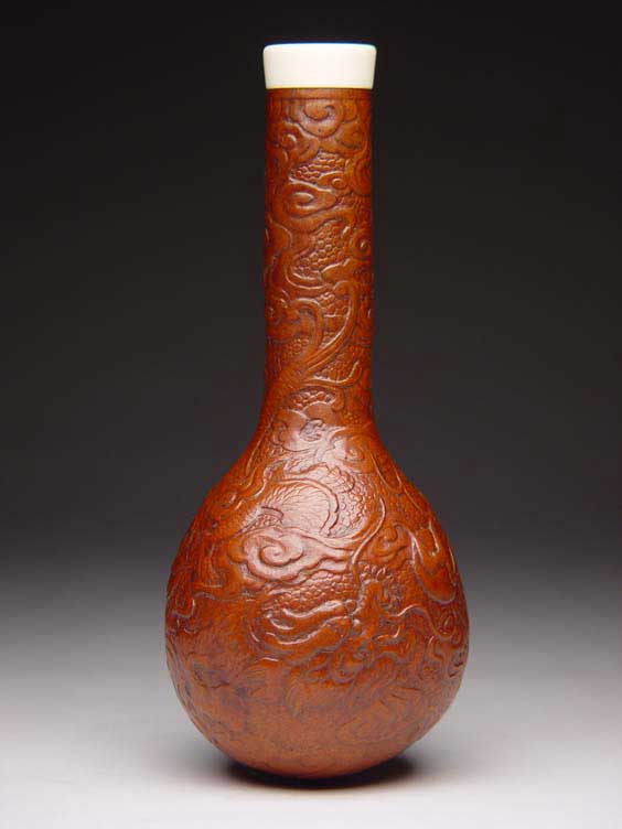 Appraisal: MOULDED GOURD BOTTLE Elaborately moulded Chinese natural gourd bottle with