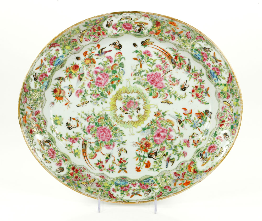 Appraisal: - th C Rose Medallion Platter Rose medallion porcelain platter