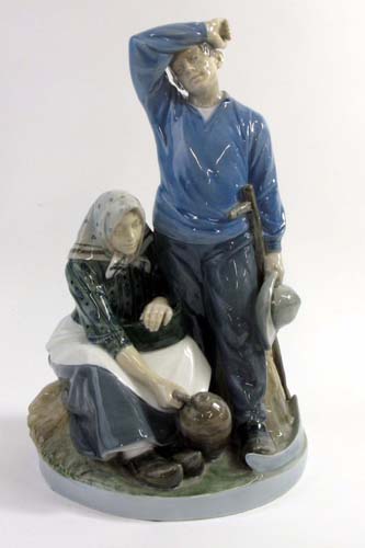 Appraisal: ROYAL COPENHAGEN PORCELAIN FIGURAL GROUP titled Peasant Couple Harvesting Wheat