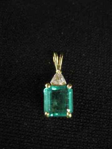 Appraisal: Emerald Diamond Pendant extremely fine carat rectangular gem with triangular