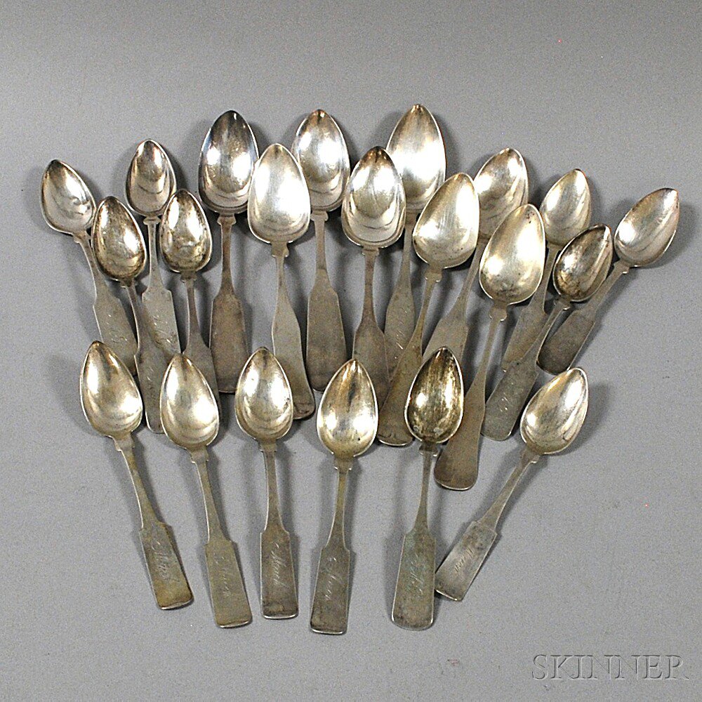 Appraisal: Approximately Twenty-one Coin Silver Spoons various makers including A Skinner