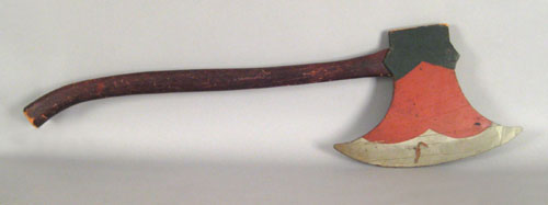 Appraisal: Carved and painted fireman's parade axe th c l