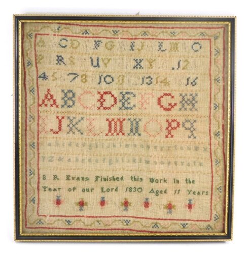 Appraisal: A George IV alphabetic sampler by R Evans aged years