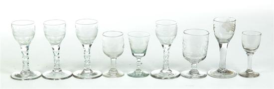 Appraisal: NINE WINE GLASSES American or European late th-early th century