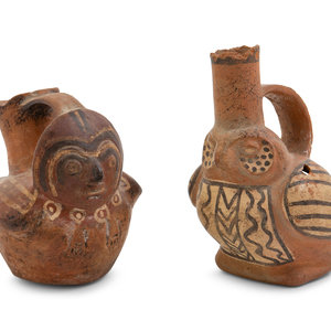 Appraisal: Two Peruvian Pottery Vases th Century Height of taller inches