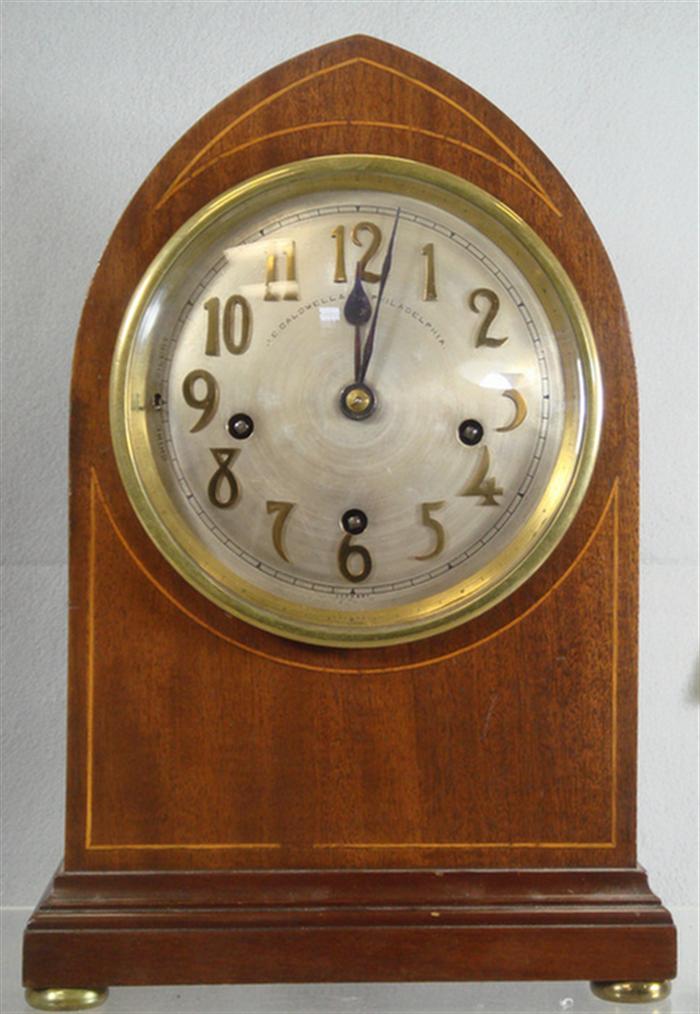 Appraisal: Inlaid mahogany Westminster chiming mantle clock Winterhalder Hoffmeier Germany for