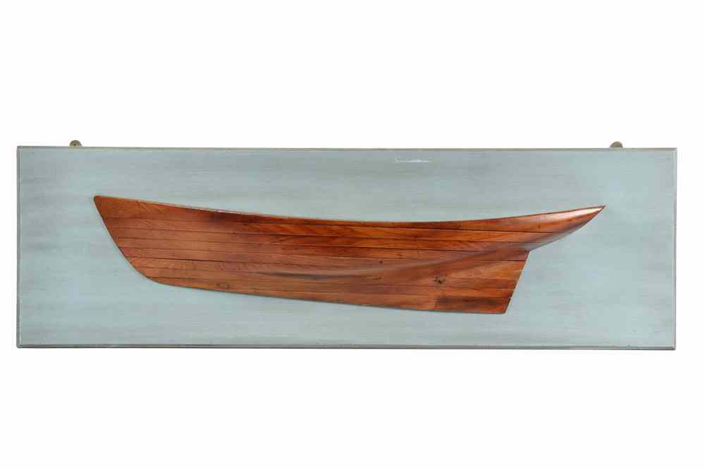 Appraisal: BOAT MODEL - Vintage half hull planked model by Thomas