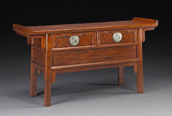 Appraisal: An elegant huanghuali two drawer altar coffer th Century Composed