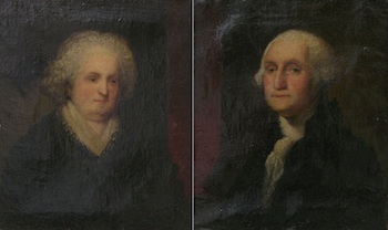 Appraisal: A Pair of Paintings of George and Martha Washington After