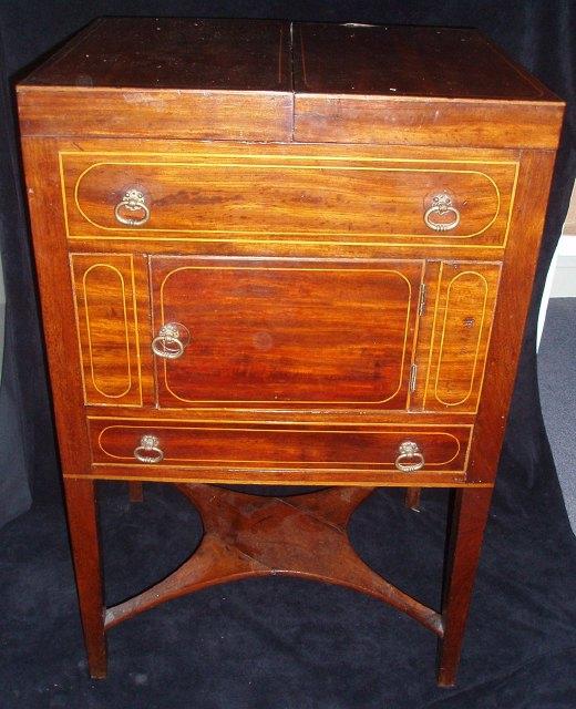 Appraisal: A gentleman's th Century mahogany and boxwood strung washstand the