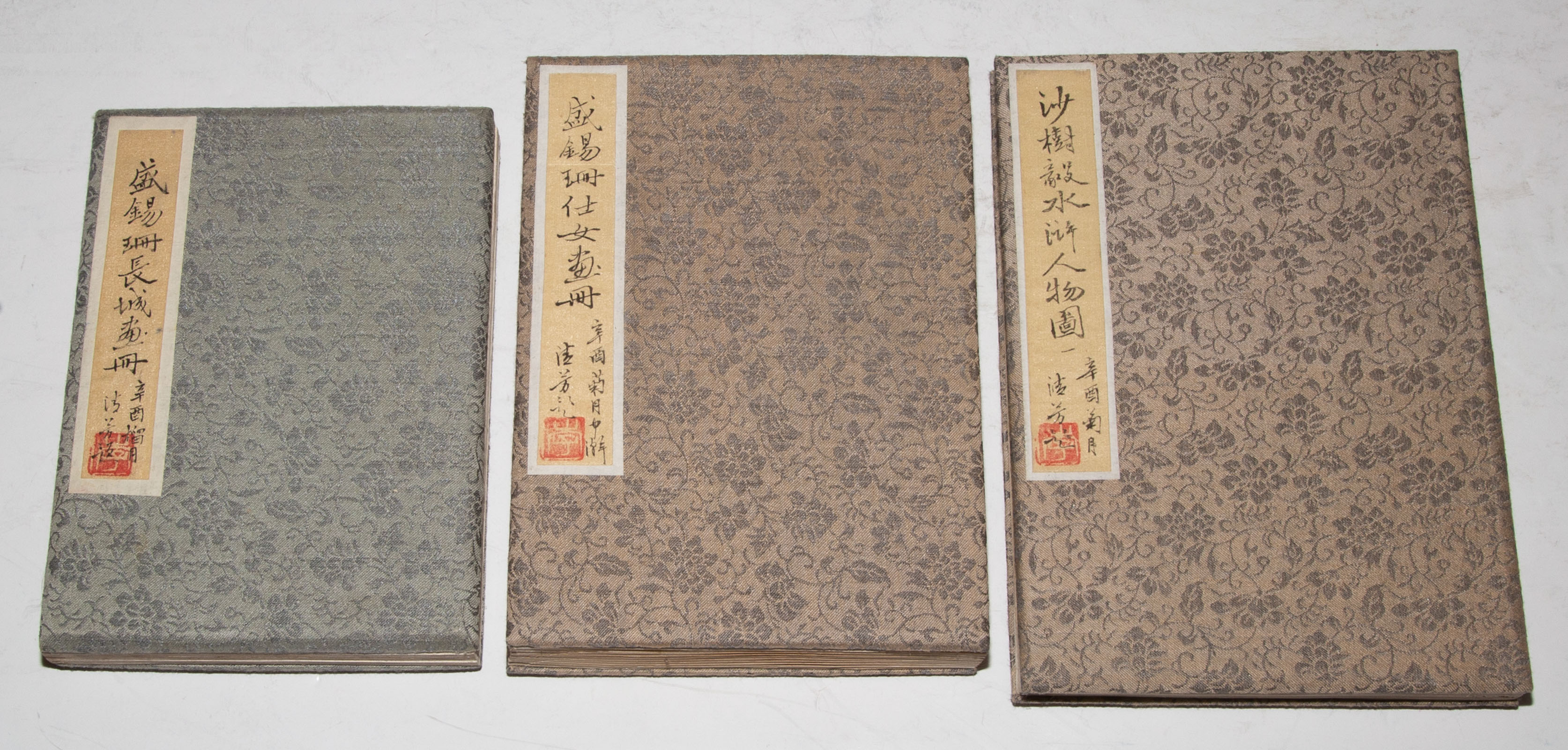 Appraisal: THREE CHINESE HAND PAINTED ALBUMS CIRCA In traditional format One