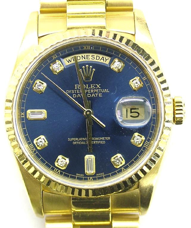 Appraisal: Good K Rolex Day-Date gentleman's bracelet watch the blue diamond