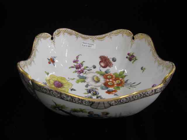 Appraisal: Meissen Porcelain Fruit Bowl handpainted courting scenes and florals elaborate