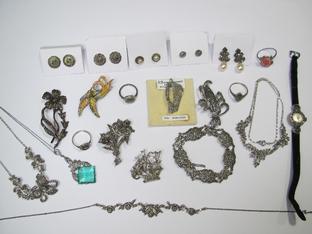 Appraisal: Lot of marcasite items to include four necklaces bracelet six