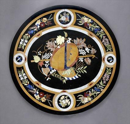 Appraisal: ITALIAN PIETRA DURA AND SCAGLIOLA-INLAID MARBLE TABLE TOP Centered by