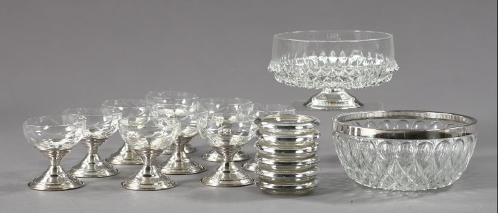 Appraisal: Seventeen-Piece Collection of Silver and Glass Items consisting of a