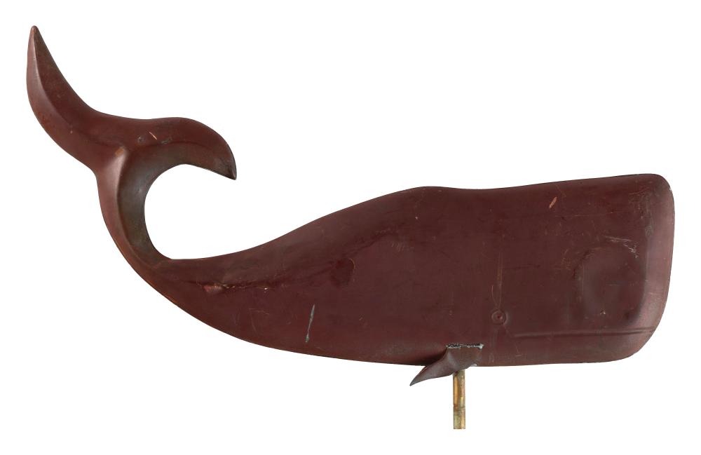 Appraisal: COPPER WHALE-FORM WEATHER VANE Late th Century Dimensions Length