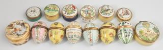 Appraisal: Group of Fourteen Bilston and Battersea Miniature Enamel Boxes th