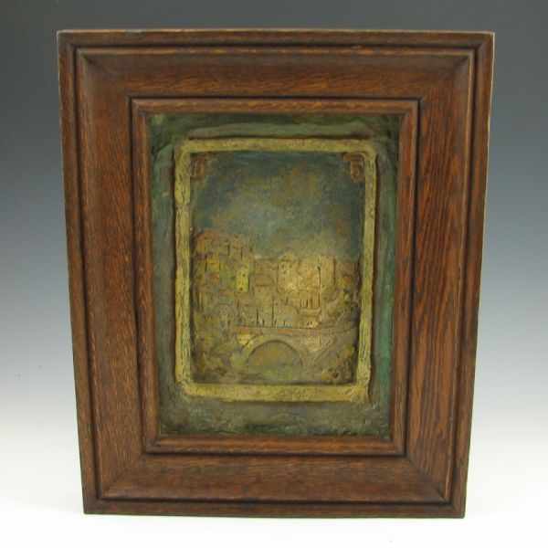 Appraisal: Bengur Creations hand carved tile in wood frame circa -