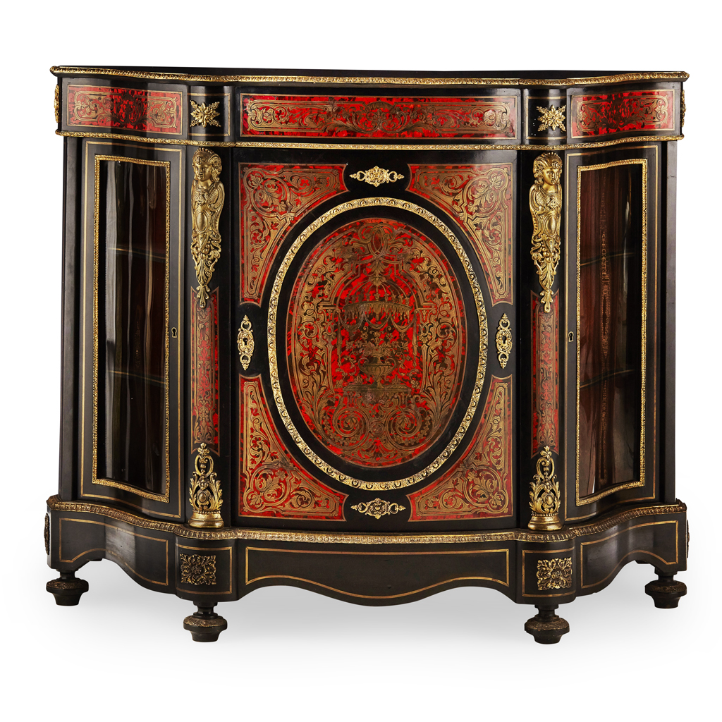 Appraisal: YVICTORIAN BOULLE MARQUETRY AND EBONISED SIDE CABINET LATE TH CENTURY