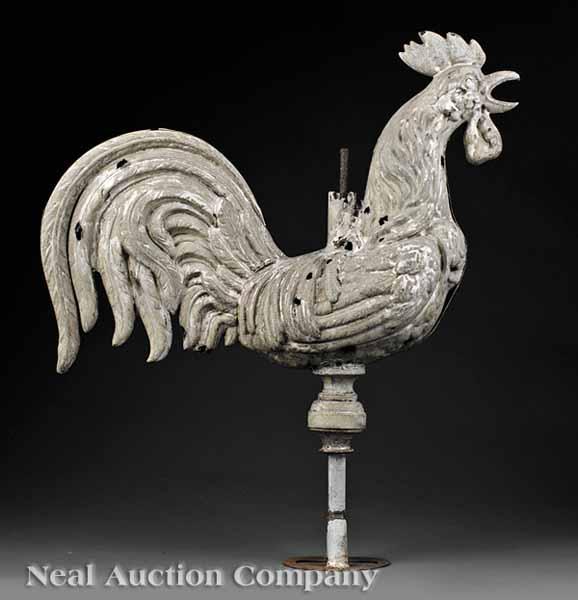 Appraisal: A French Molded Zinc Cockerel Weather Vane th c in