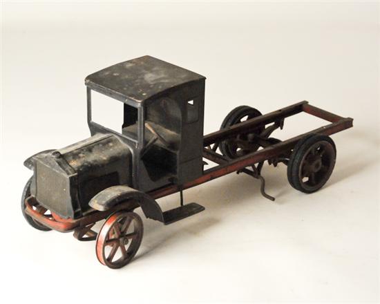 Appraisal: White Toy Truck black red metal missing back section H