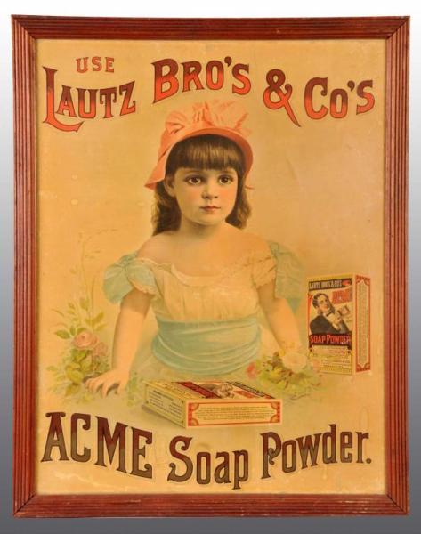 Appraisal: Lautz Bros Co Acme Soap Powder Sign Description Late s