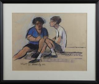 Appraisal: Don Wright - Two Boys pastel signed dated and inscribed