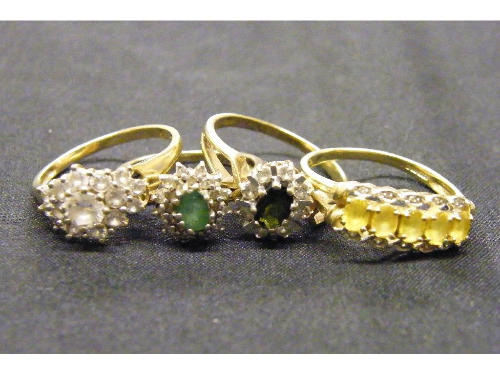 Appraisal: Four assorted ct stone set dress rings gm