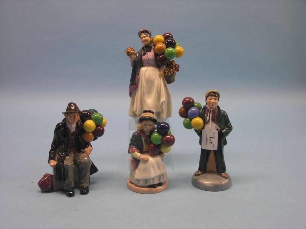 Appraisal: Four Royal Doulton balloon sellers Biddy Pennyfarthing HN Balloon Boy