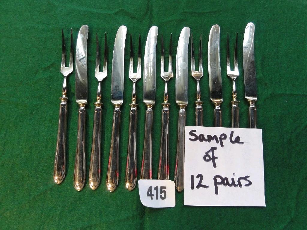 Appraisal: A collection of silver plated fruit knives and forks