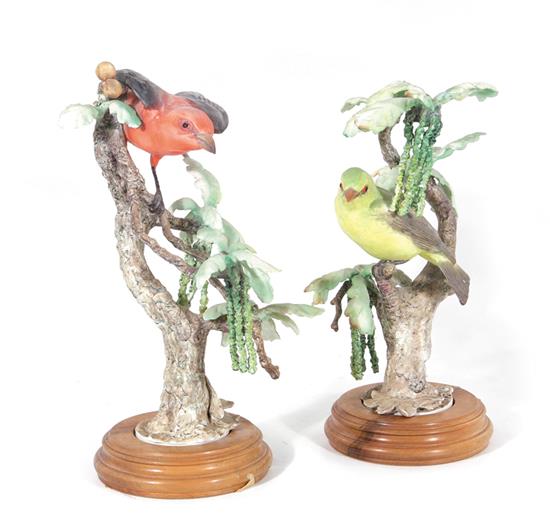 Appraisal: Pair Dorothy Doughty Scarlet Tanager Royal Worcester circa on stands