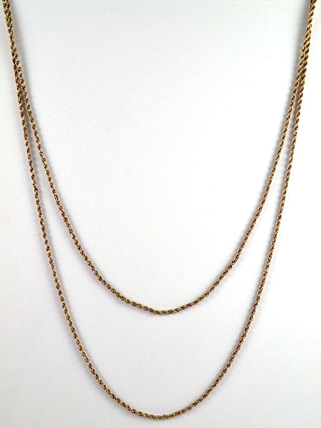 Appraisal: FOURTEEN KARAT GOLD ROPE WATCH CHAIN with K gold hinged