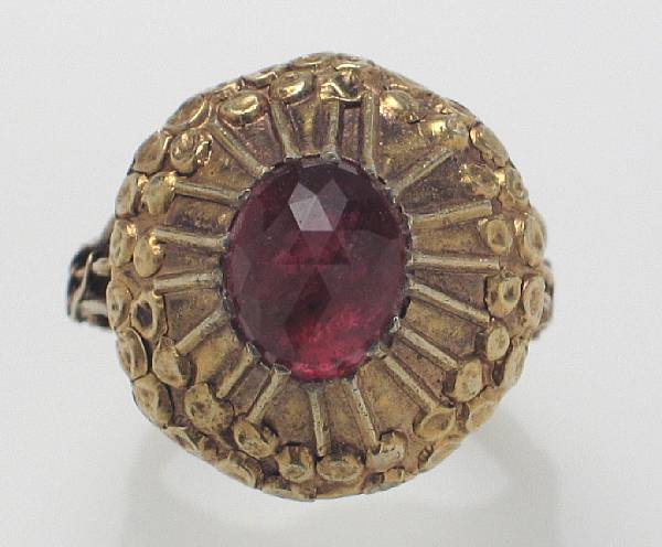 Appraisal: A rubellite tourmaline and k gold ring separations in shank