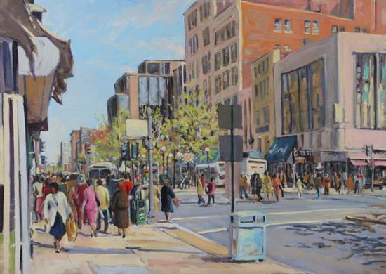 Appraisal: ATTRIBUTED TO TERRY RODGERS American b F STREET CROSSWALK oil