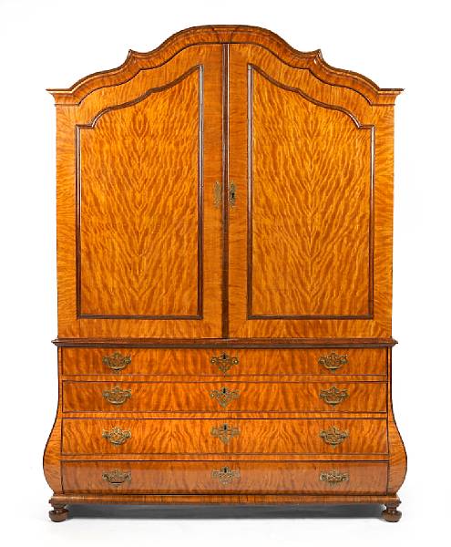 Appraisal: A Dutch Rococo mahogany linen press fourth quarter th century