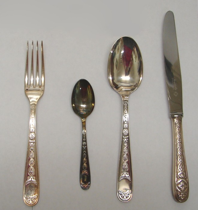 Appraisal: Set includes soup spoons dinner forks tea spoons dinner knives