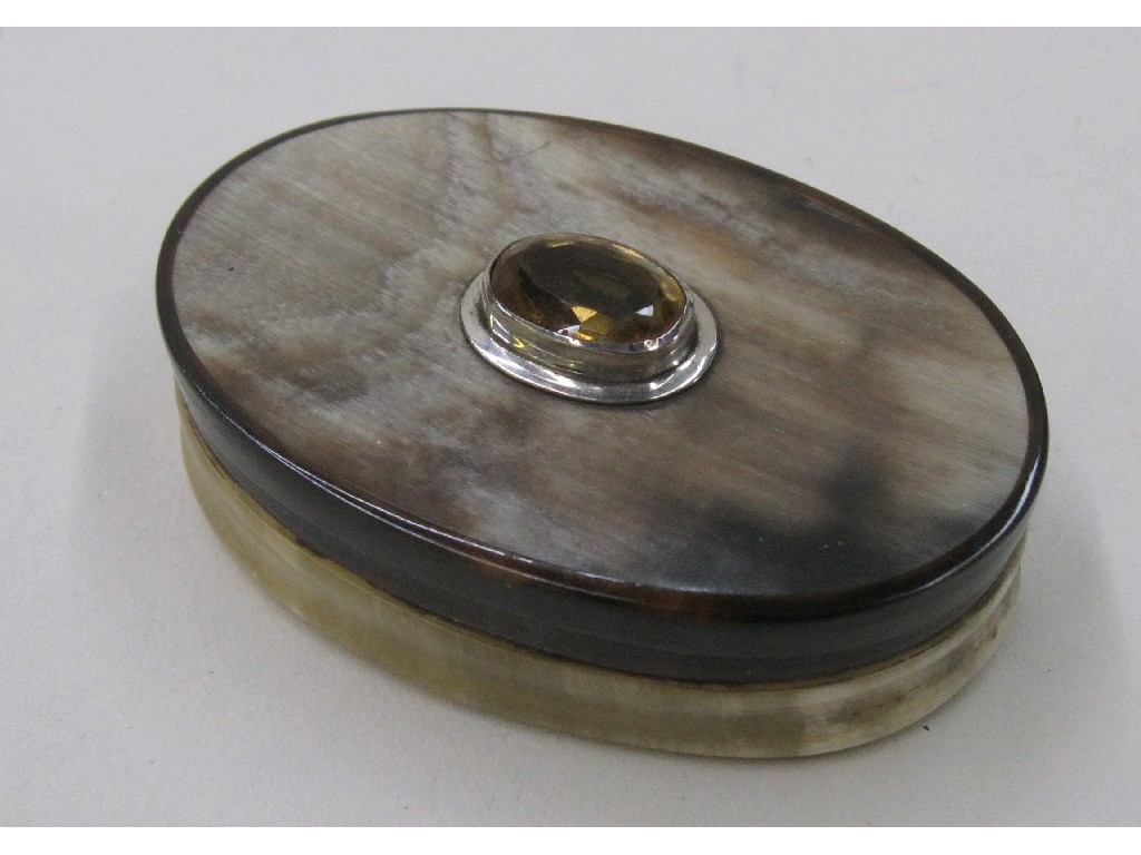 Appraisal: Stone set horn snuff box