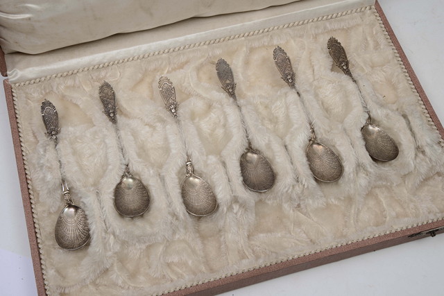 Appraisal: A SET OF SIX STANDARD SILVER COFFEE SPOONS decorated bowls