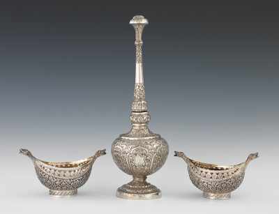 Appraisal: A Persian Silver Incense Burner with Pair of Silver with