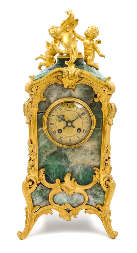 Appraisal: Sale Lot A French Gilt Bronze and Green Quartz Mantel