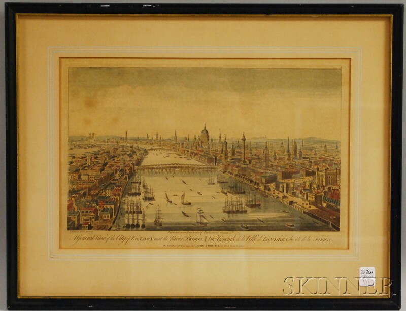 Appraisal: Framed Laurie Whittle Hand-colored Engraving View of the City of